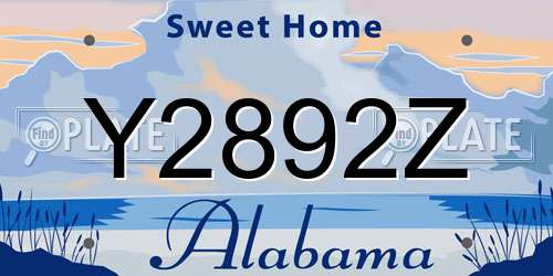 Y2892Z Alabama License Plate