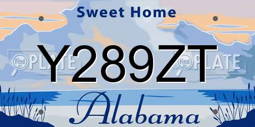 Y289ZT Alabama License Plate