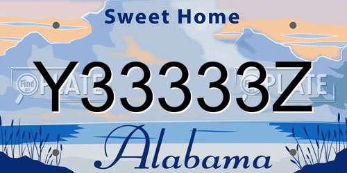 Y33333Z Alabama License Plate