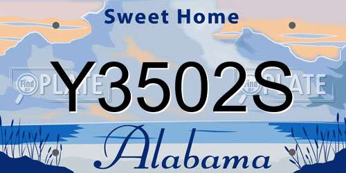Y3502S Alabama License Plate