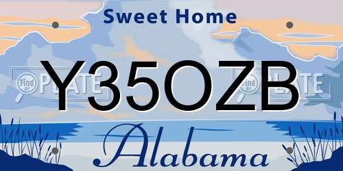 Y35OZB Alabama License Plate
