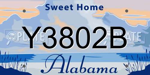 Y3802B Alabama License Plate