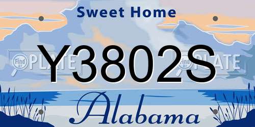 Y3802S Alabama License Plate