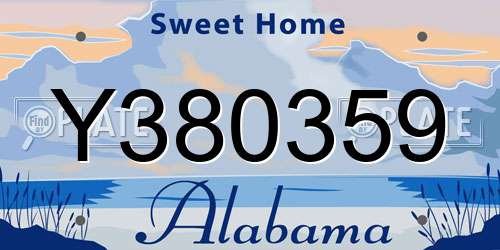 Y380359 Alabama License Plate