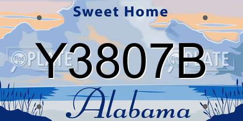 Y3807B Alabama License Plate