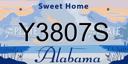 Y3807S Alabama License Plate