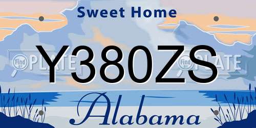 Y380ZS Alabama License Plate