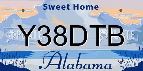 Y38DTB Alabama License Plate