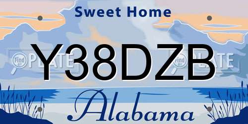 Y38DZB Alabama License Plate