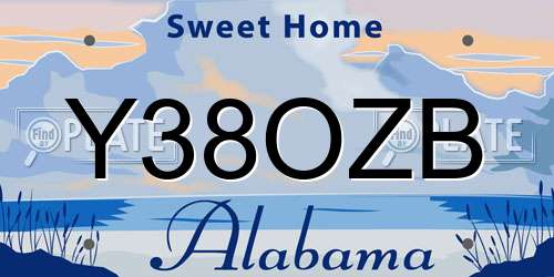 Y38OZB Alabama License Plate