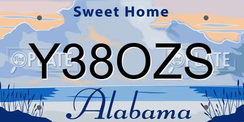 Y38OZS Alabama License Plate