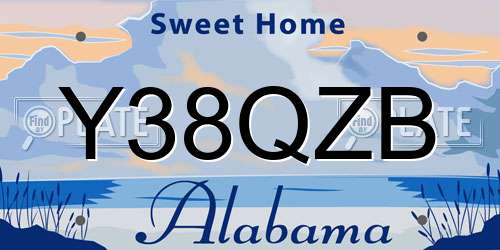 Y38QZB Alabama License Plate
