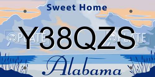Y38QZS Alabama License Plate