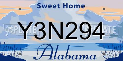 Y3N294 Alabama License Plate