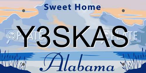 Y3SKAS Alabama License Plate