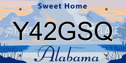 Y42GSQ Alabama License Plate