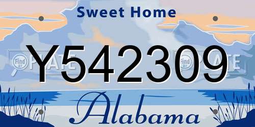 Y542309 Alabama License Plate