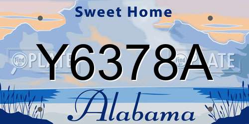 Y6378A Alabama License Plate