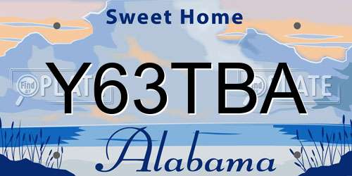 Y63TBA Alabama License Plate