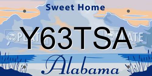 Y63TSA Alabama License Plate