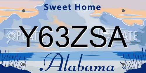 Y63ZSA Alabama License Plate