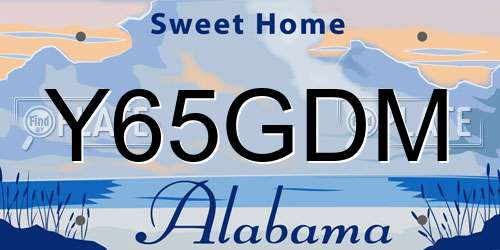 Y65GDM Alabama License Plate