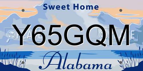 Y65GQM Alabama License Plate