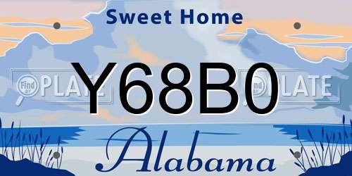 Y68B0 Alabama License Plate