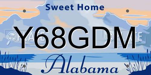 Y68GDM Alabama License Plate