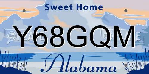Y68GQM Alabama License Plate