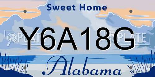 Y6A18G Alabama License Plate