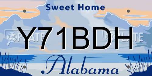 Y71BDH Alabama License Plate