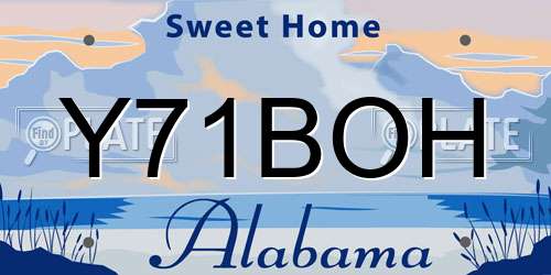 Y71BOH Alabama License Plate