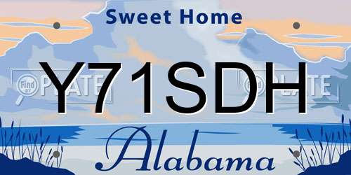 Y71SDH Alabama License Plate