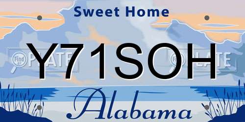 Y71SOH Alabama License Plate