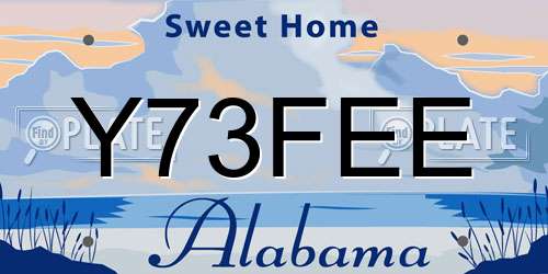 Y73FEE Alabama License Plate