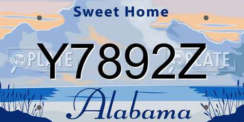Y7892Z Alabama License Plate