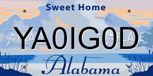 YA0IG0D Alabama License Plate