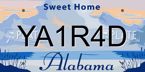YA1R4D Alabama License Plate