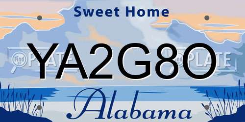 YA2G8O Alabama License Plate