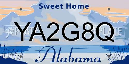 YA2G8Q Alabama License Plate