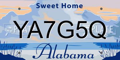 YA7G5Q Alabama License Plate
