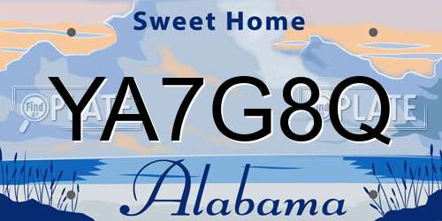 YA7G8Q Alabama License Plate