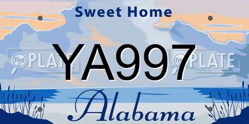 YA997 Alabama License Plate