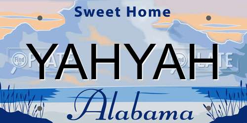 YAHYAH Alabama License Plate
