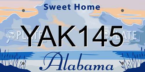 YAK145 Alabama License Plate