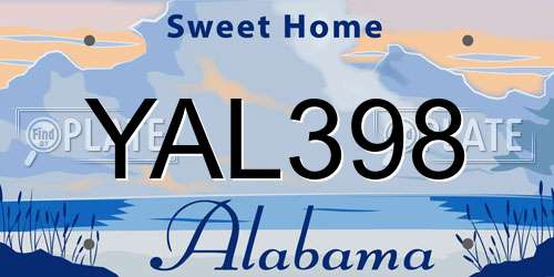 YAL398 Alabama License Plate