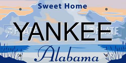 YANKEE Alabama License Plate