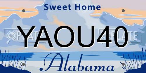 YAOU40 Alabama License Plate