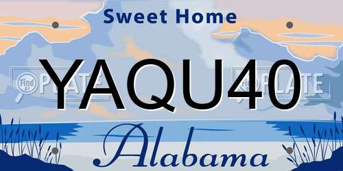 YAQU40 Alabama License Plate